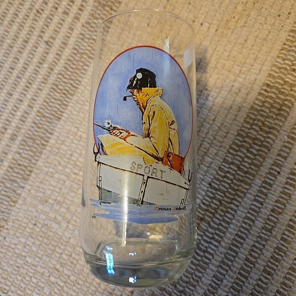 Vintage Coca Cola The Saturday Evening Post 4 of 4 Norman Rockwell 6" Glass